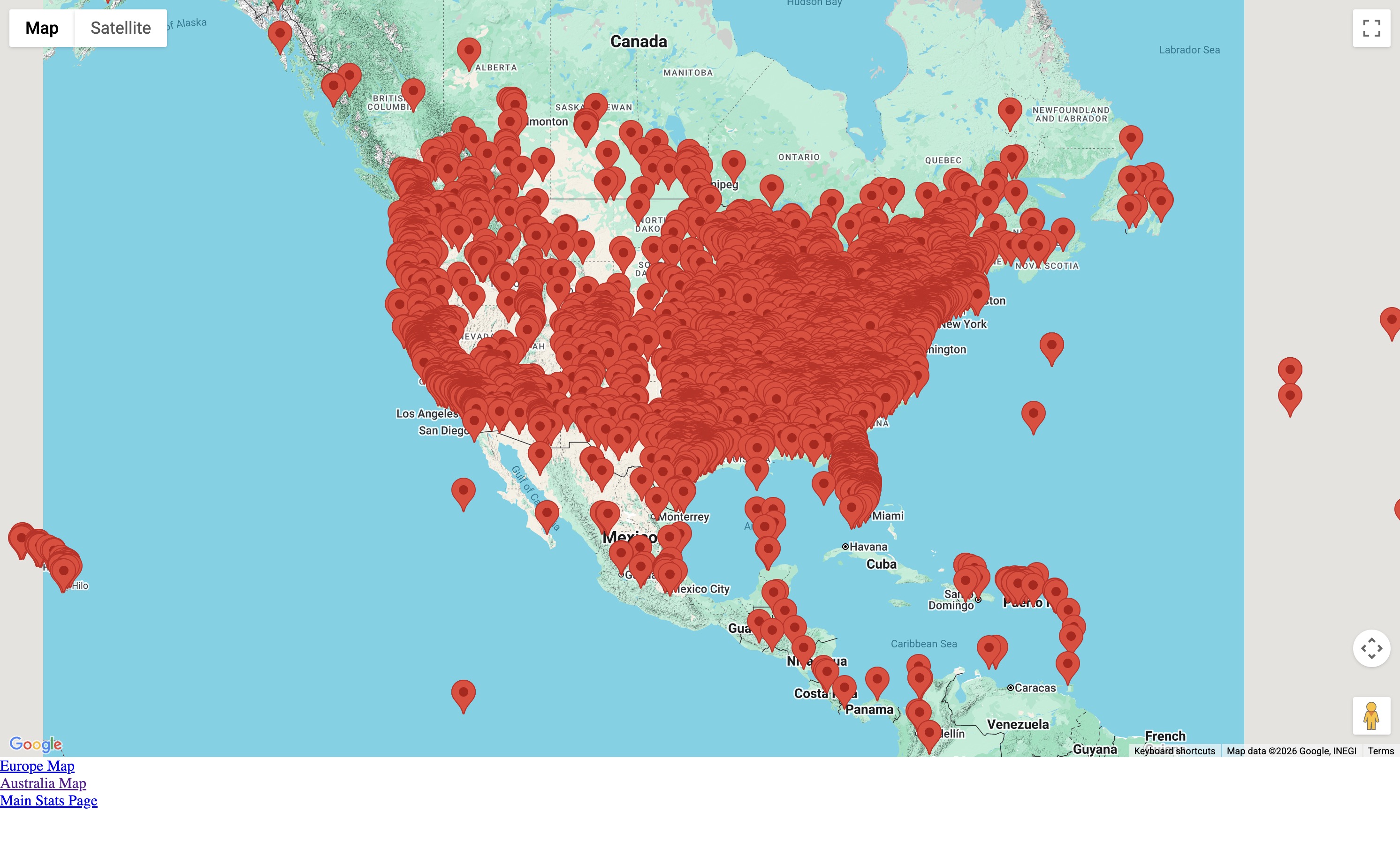 AllstarLink USA Node Map