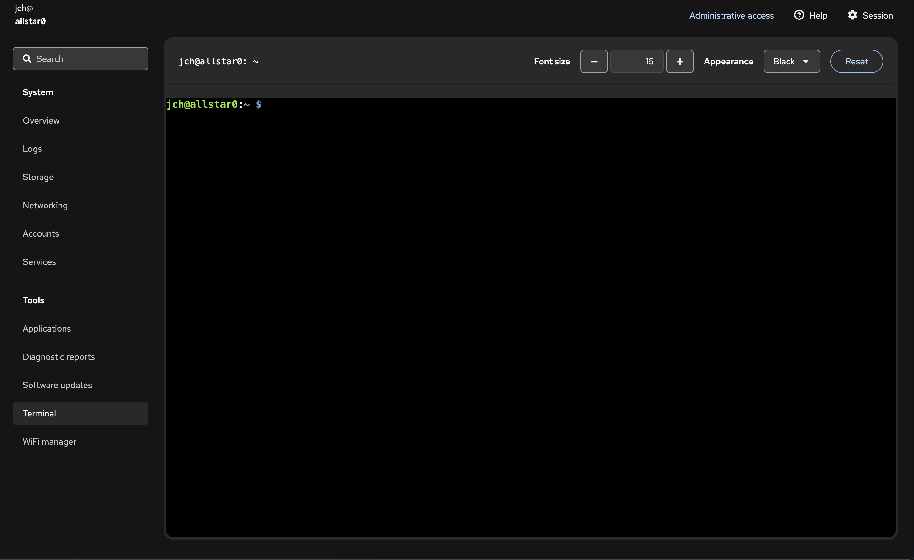 Web Admin Portal Terminal