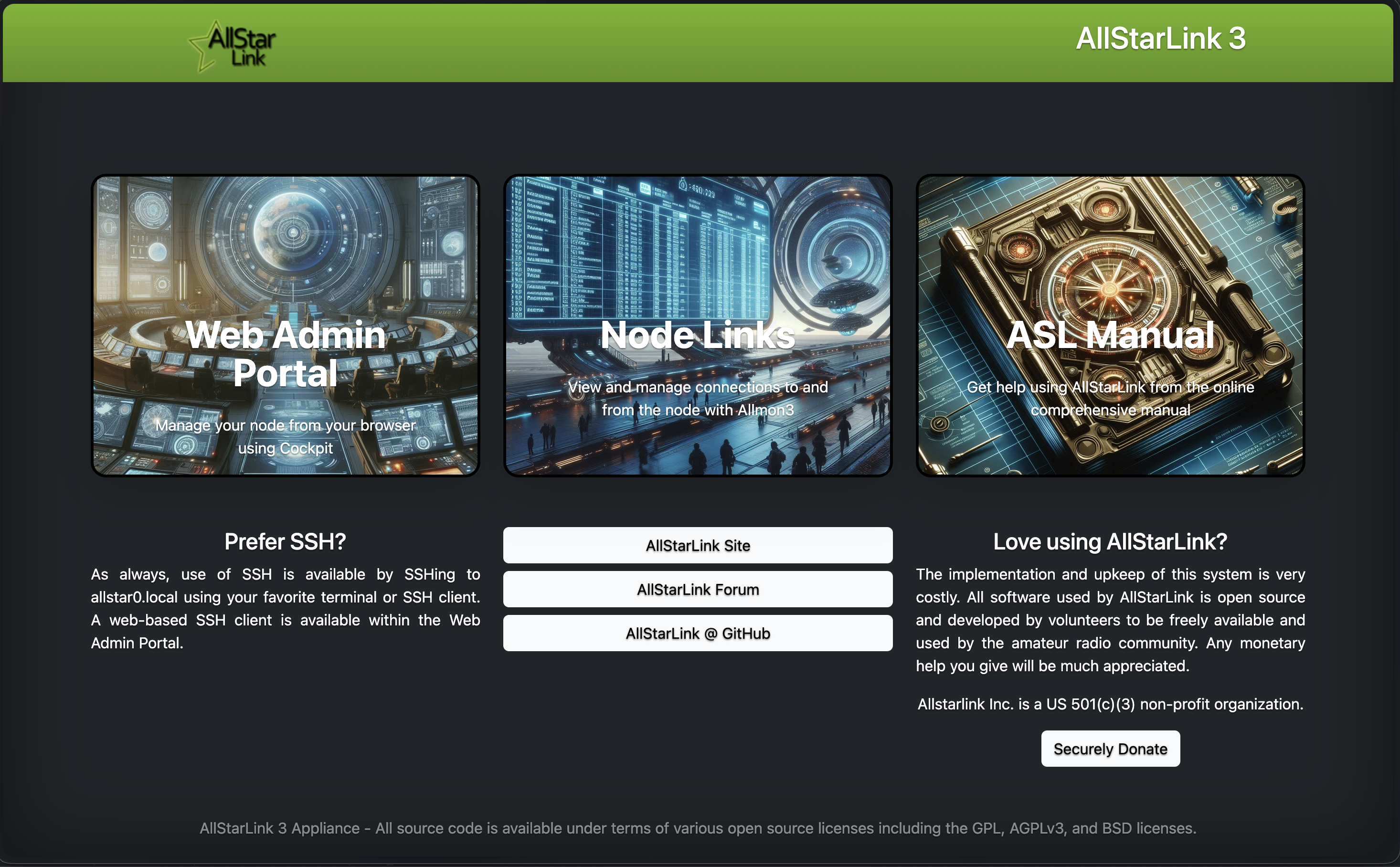 AllStarLink 3 web interface
