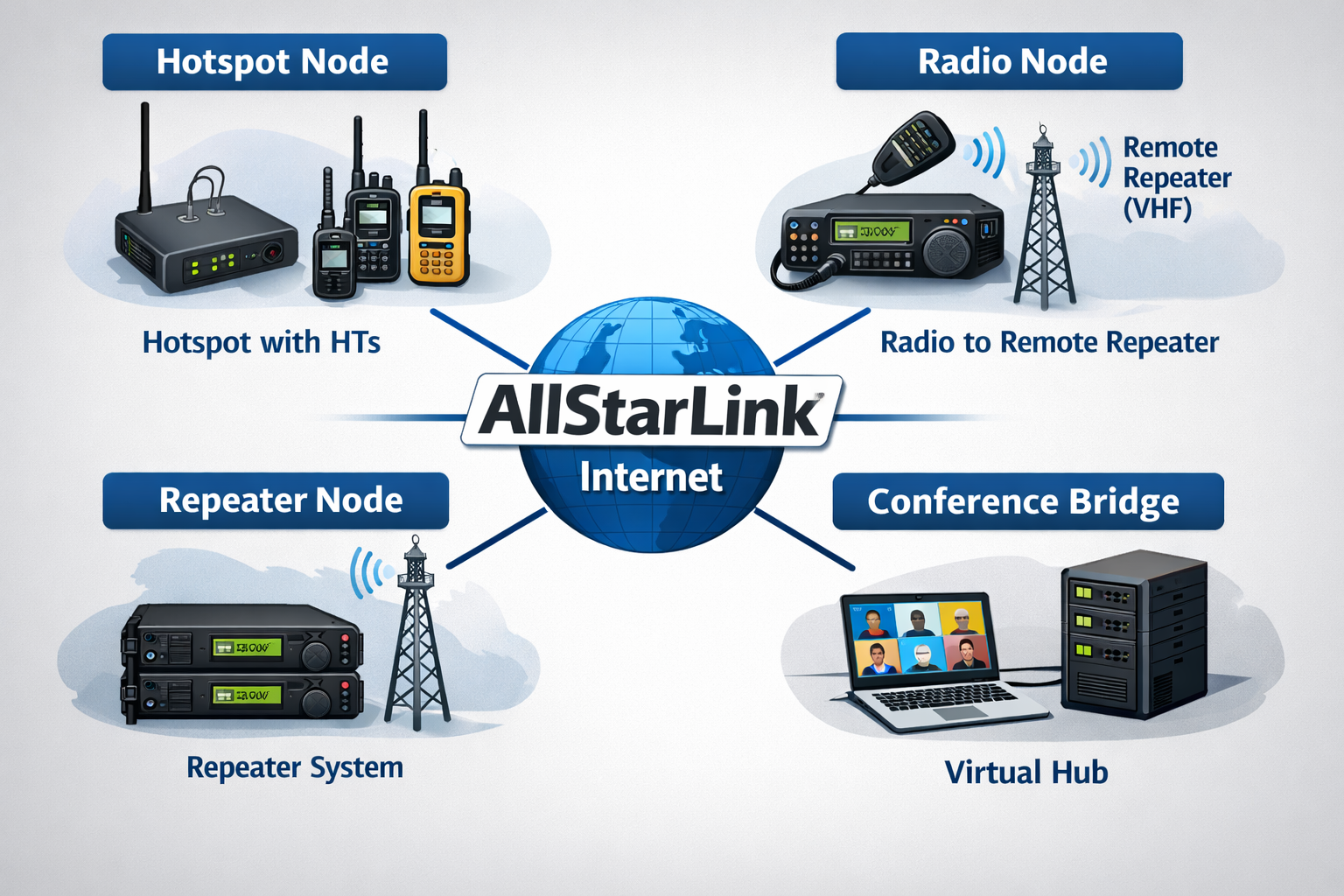 Four types of AllstarLink nodes