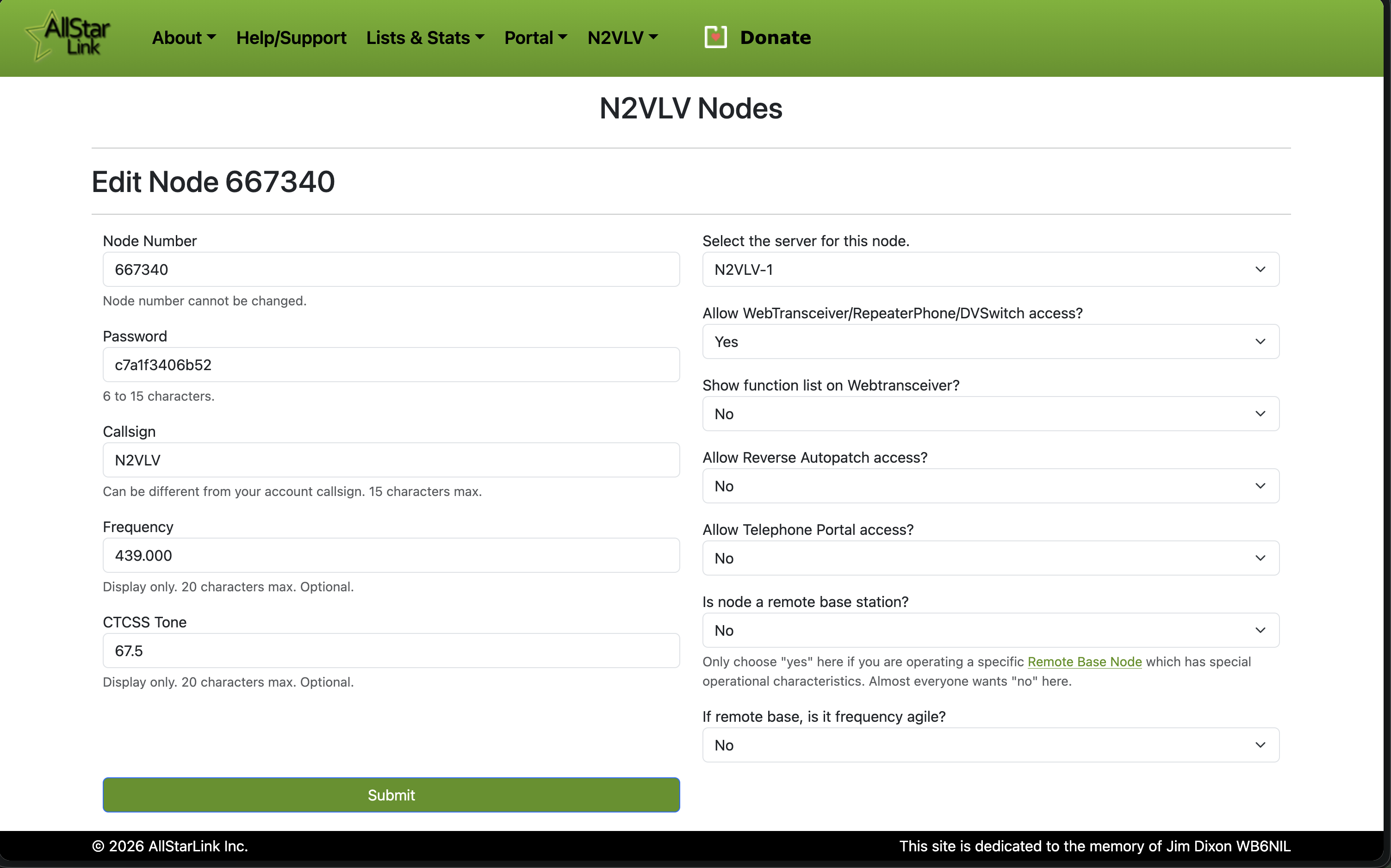 AllstarLink Node Settings