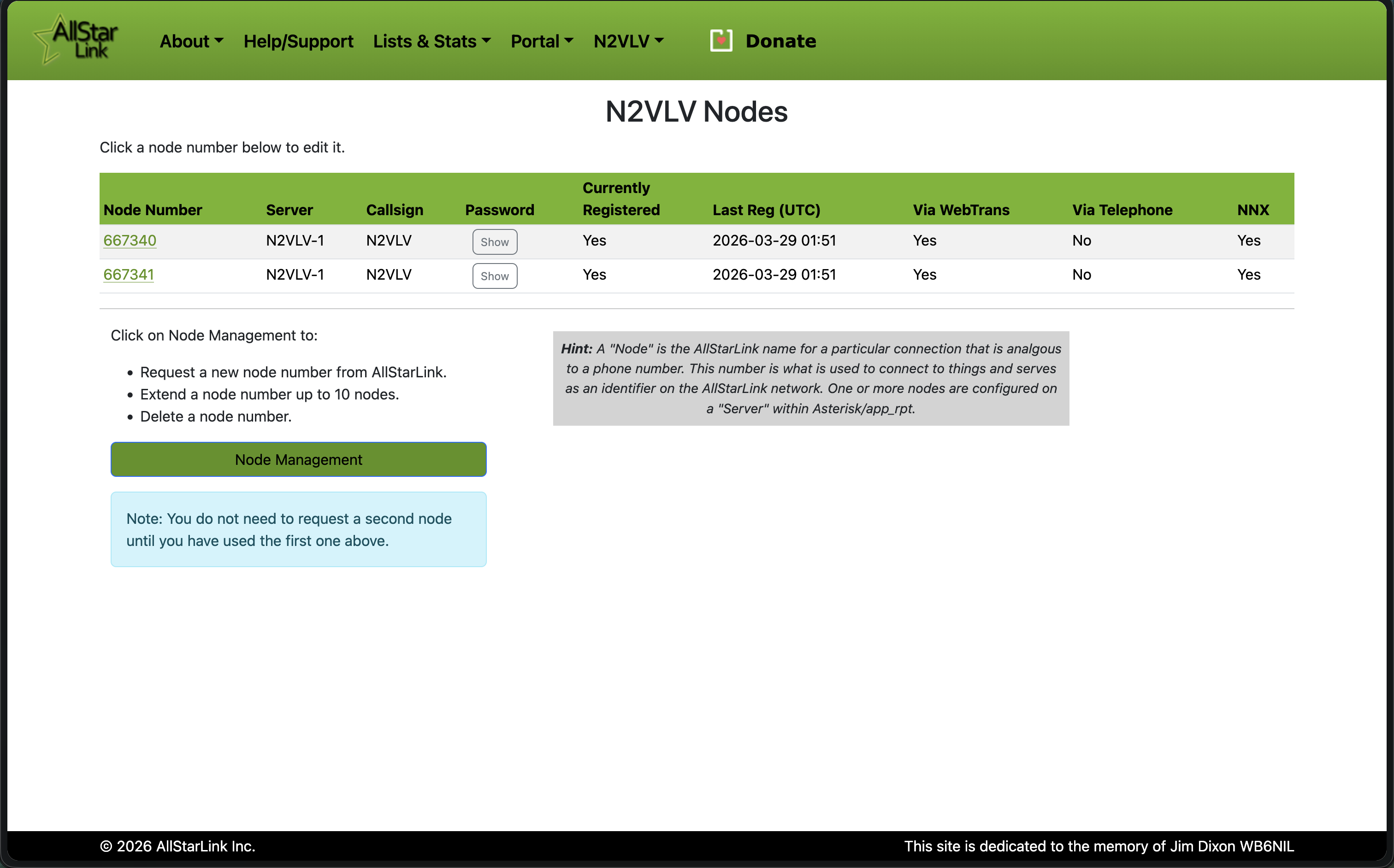 AllstarLink Nodes list